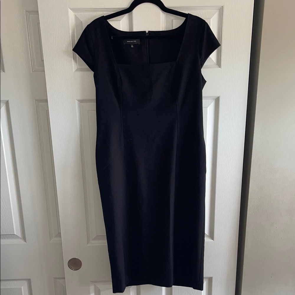 Jones New York Black Midi Dress with Cap Sleeves